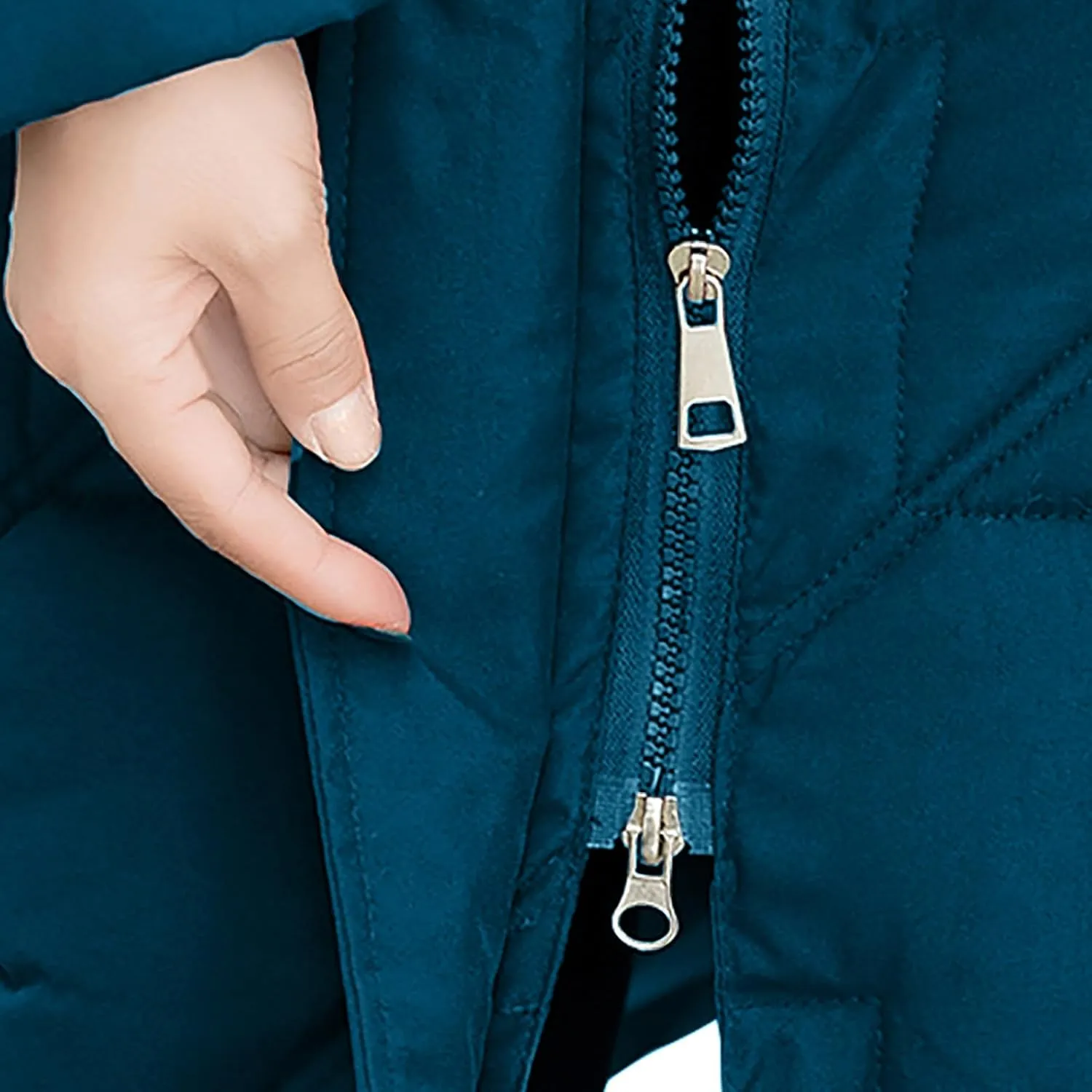 Long Winter Coats for Women Slim Fit Puffer Coat Parka Warm Maxi Down Jacket Faux Fur Collar Hooded Overcoat Thicken