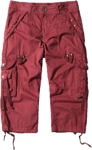 Maiyifu-GJ Men's 3/4 Cargo Shorts Elastic Multi Pockets Below Knee Cargo Shorts Summer Casual Loose Cotton Long Shorts