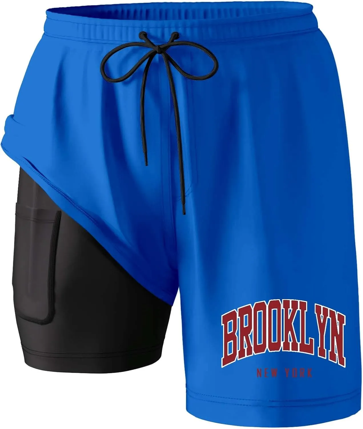 Men's 2 in 1 Running Shorts Quick-Drying Gym Athletic Workout Breathable Comfy Sports Shorts with Compression Liner