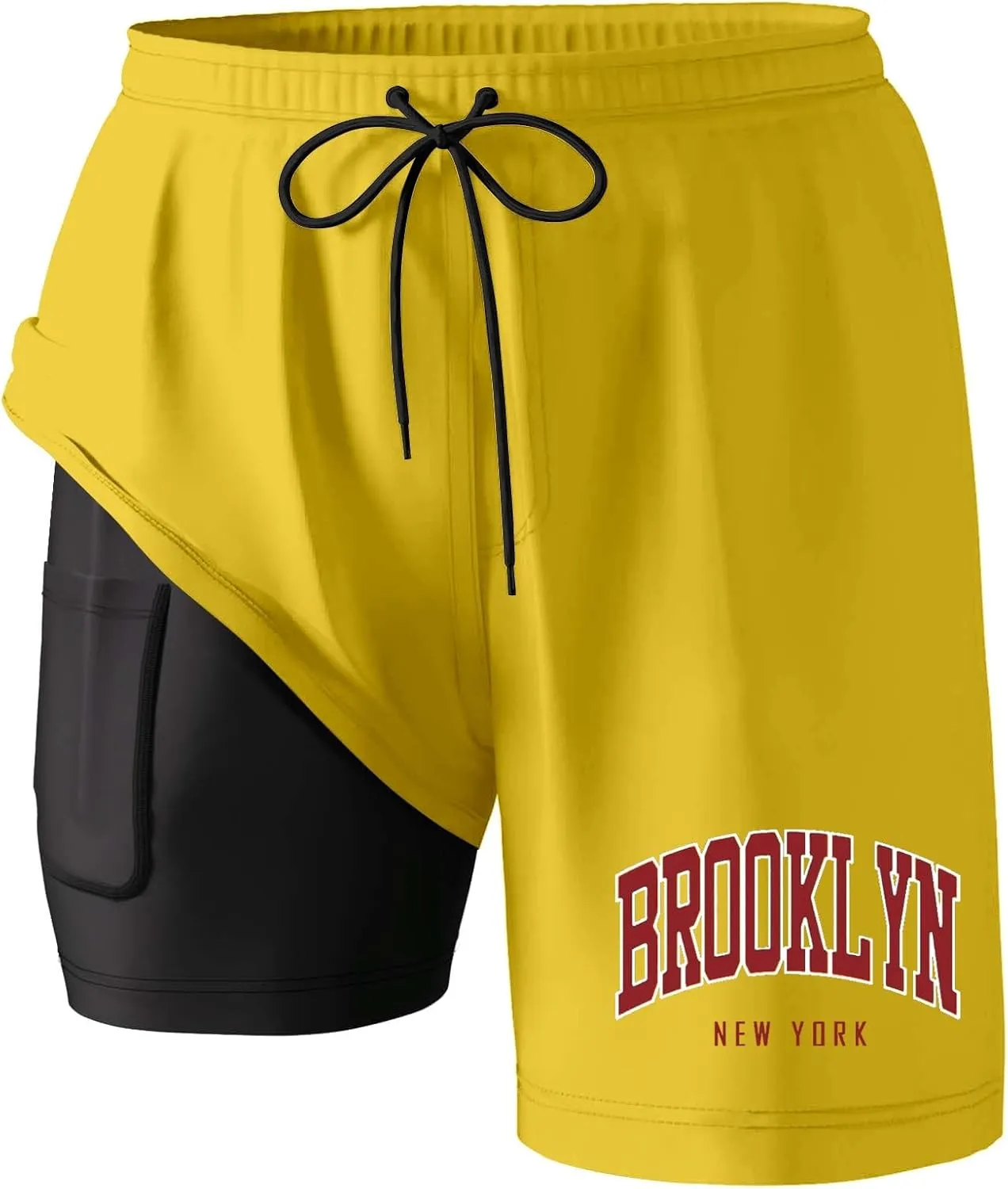 Men's 2 in 1 Running Shorts Quick-Drying Gym Athletic Workout Breathable Comfy Sports Shorts with Compression Liner