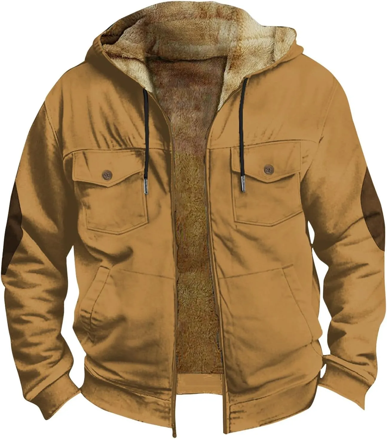 Men's Aztec Western Jackets Cowboy Winter Warm Sherpa Suede Fleece Coats Long Sleeve Retro Ethnic Vintage Casual Jacket