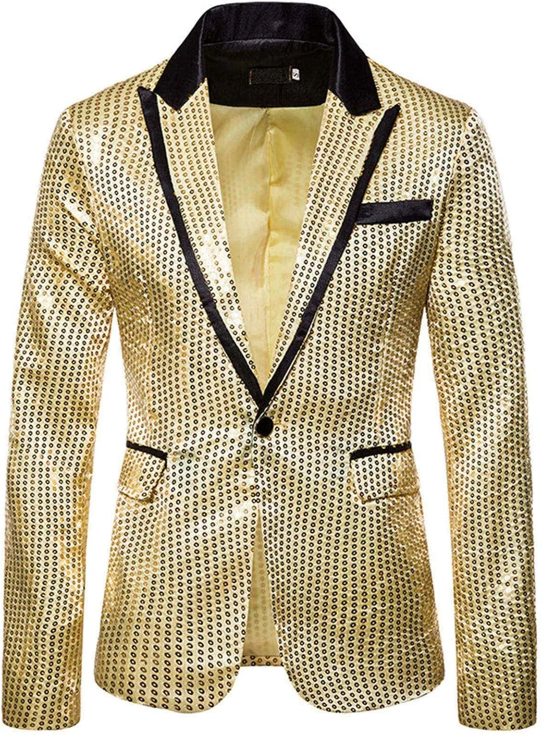 Men's Blazers Casual Sequin Slim Fit Coat Blazer One Button Lightweight Business Party Lapel Suit Jacket for Men