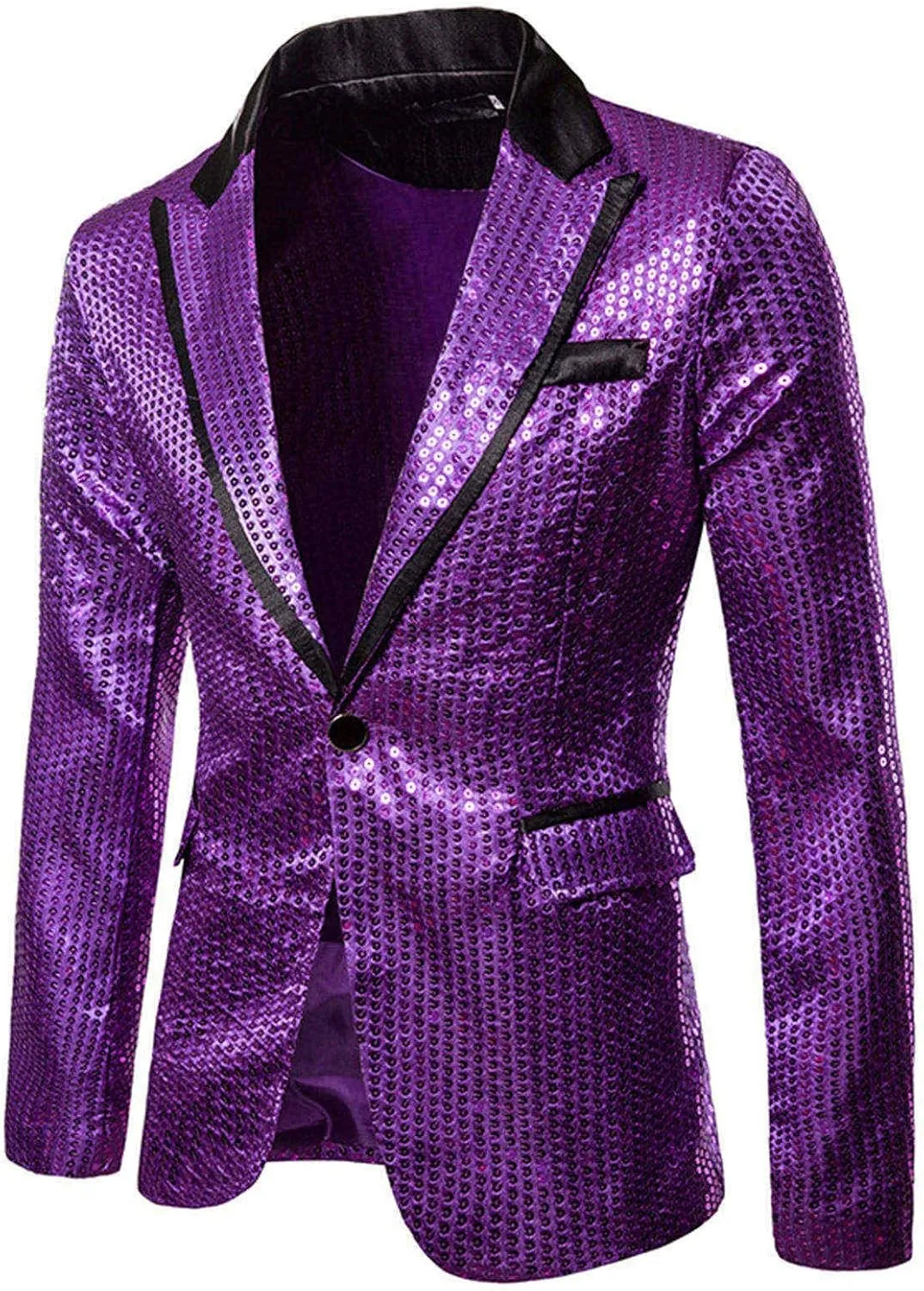 Men's Blazers Casual Sequin Slim Fit Coat Blazer One Button Lightweight Business Party Lapel Suit Jacket for Men