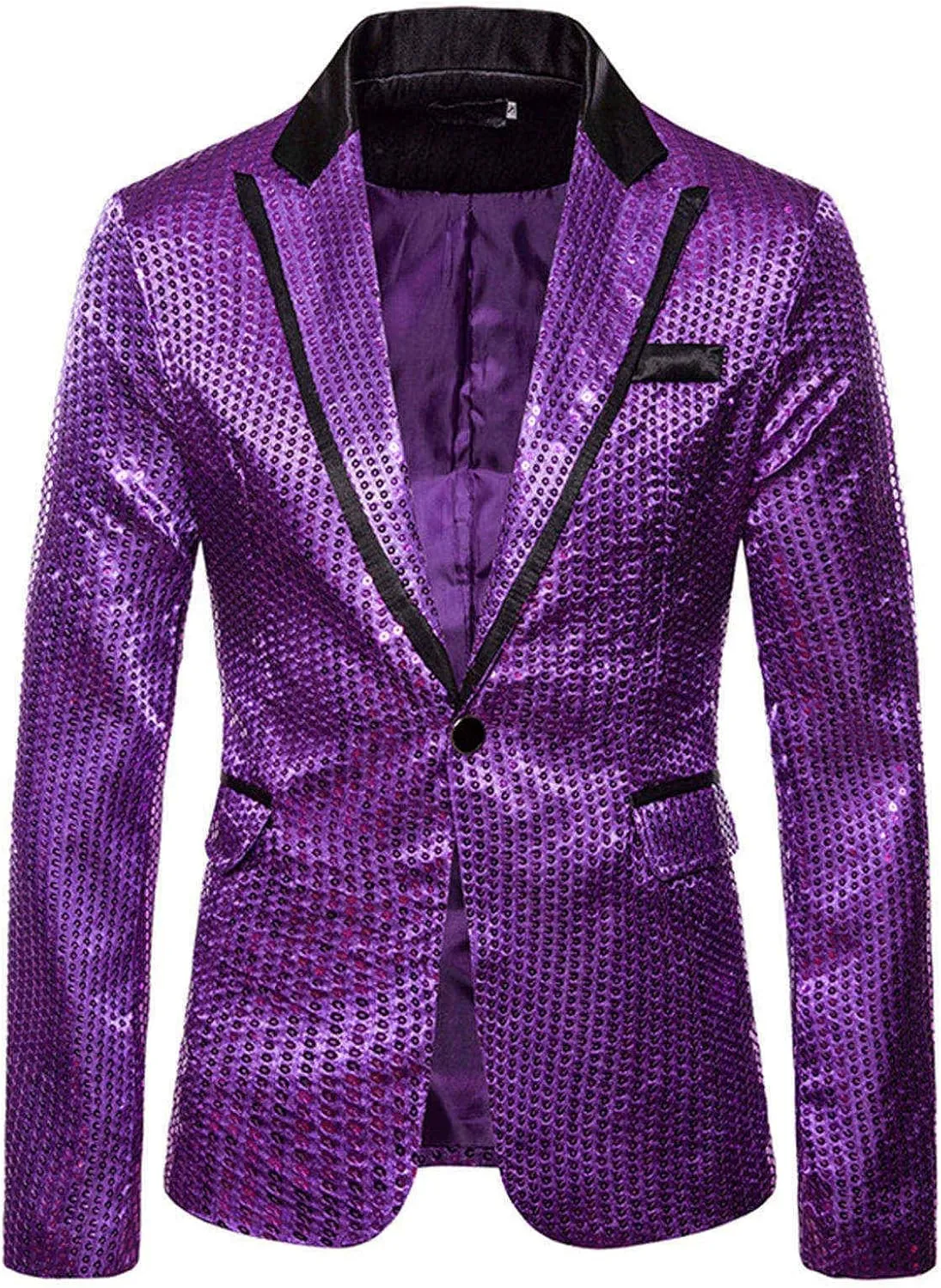 Men's Blazers Casual Sequin Slim Fit Coat Blazer One Button Lightweight Business Party Lapel Suit Jacket for Men