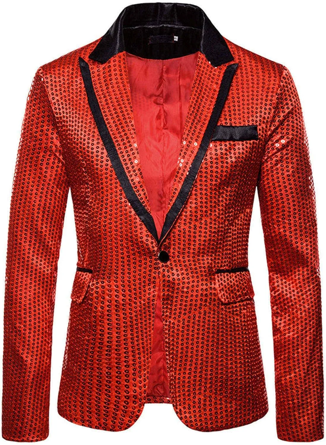 Men's Blazers Casual Sequin Slim Fit Coat Blazer One Button Lightweight Business Party Lapel Suit Jacket for Men