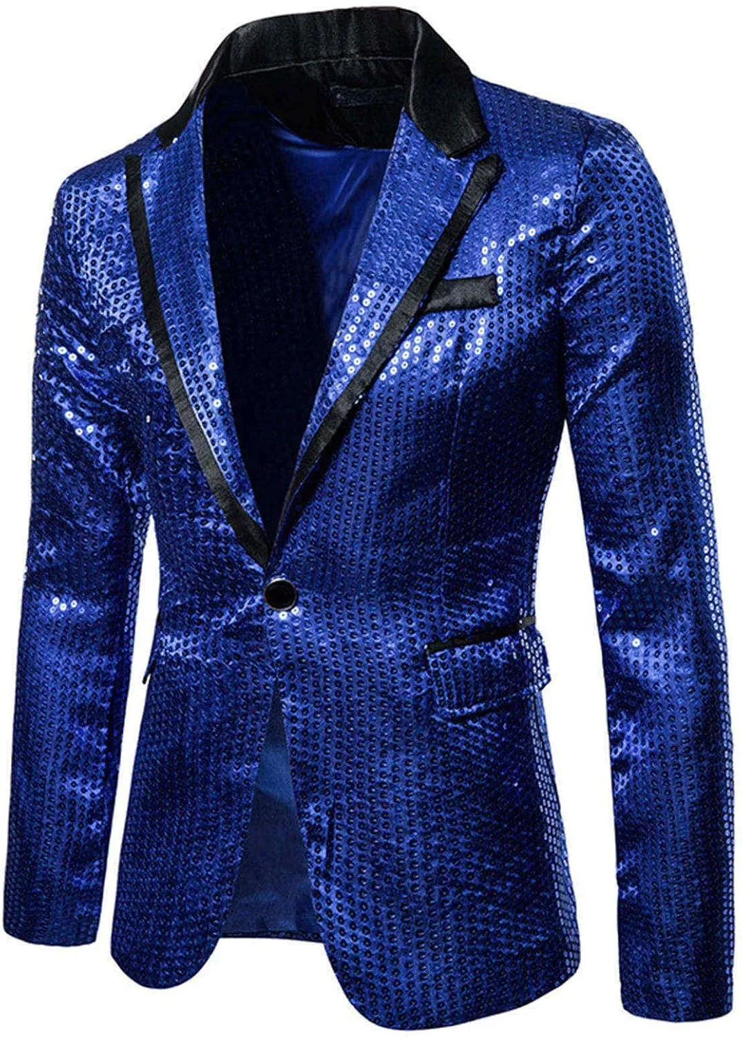 Men's Blazers Casual Sequin Slim Fit Coat Blazer One Button Lightweight Business Party Lapel Suit Jacket for Men