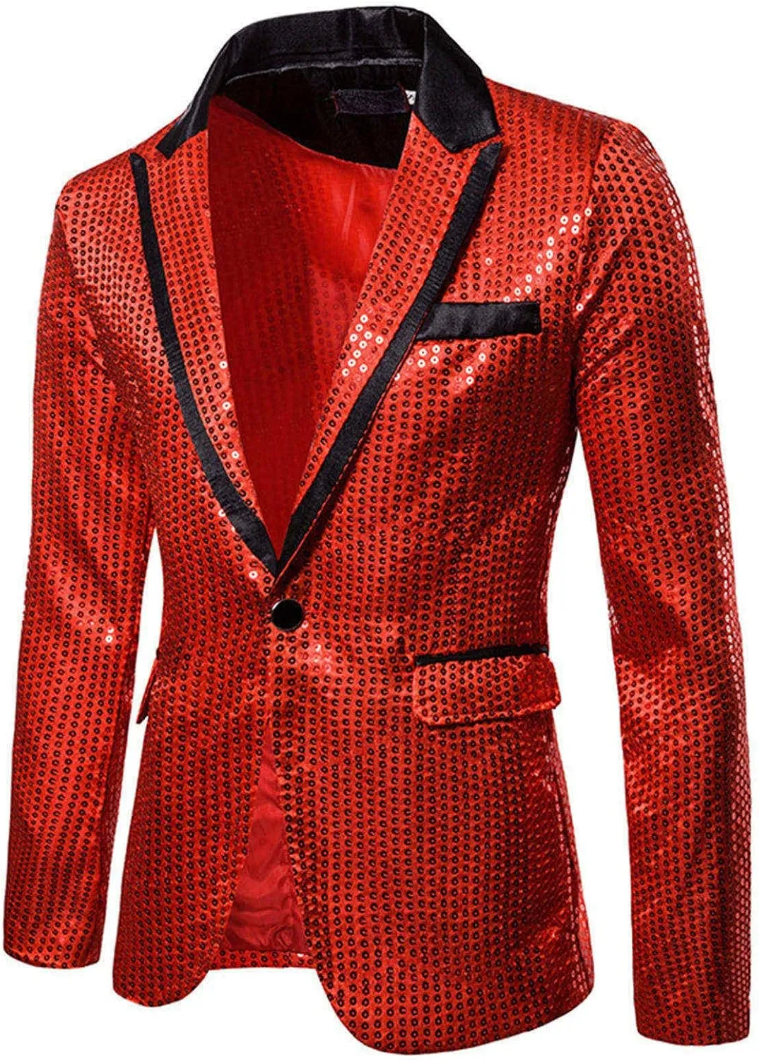 Men's Blazers Casual Sequin Slim Fit Coat Blazer One Button Lightweight Business Party Lapel Suit Jacket for Men