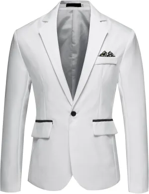 Men's Blazers Casual Sport Slim Fit Coat Blazer One Button Lightweight Business Notch Lapel Suit Jacket for Men