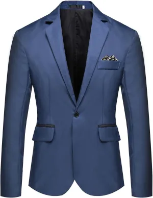 Men's Blazers Casual Sport Slim Fit Coat Blazer One Button Lightweight Business Notch Lapel Suit Jacket for Men