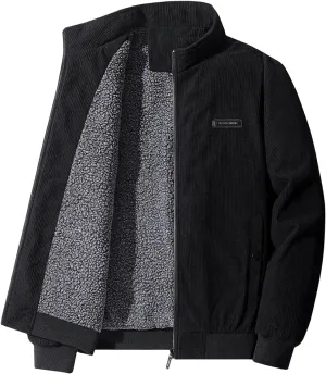 Mens Bomber Jacket Corduroy Fleece Jackets Full Zip Up Sherpa Winter Coat Vintage Trucker Casual Shackets Coats Pockets