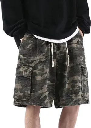 Mens Camo Cargo Shorts Y2k Baggy Jorts Hip Hop Camouflage Shorts Goth Bermuda Shorts Streetwear