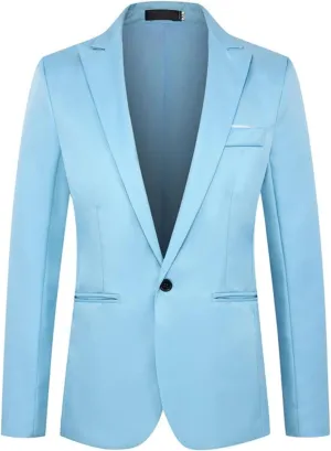 Men's Casual Blazers Solid One Button Regular Fit Blazer Lightweight Lapel Business Suit Jacket for Party Evening