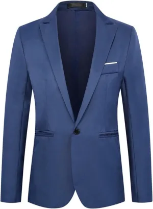 Men's Casual Blazers Solid One Button Regular Fit Blazer Lightweight Lapel Business Suit Jacket for Party Evening