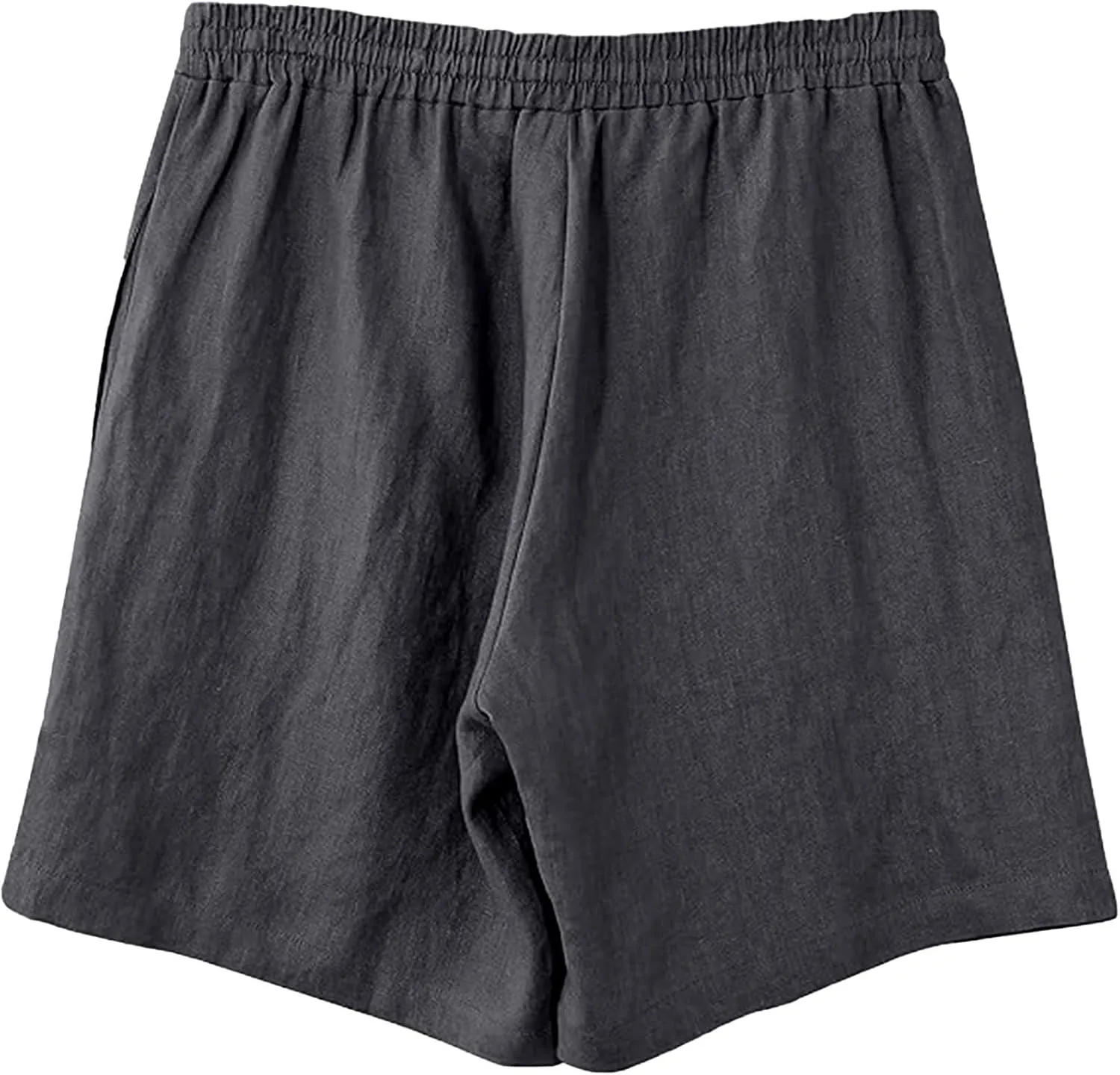 Men's Casual Drawstring Shorts Cotton Linen Loose Fit Breathable Shorts Summer Solid Color Lightweight Sweatpants