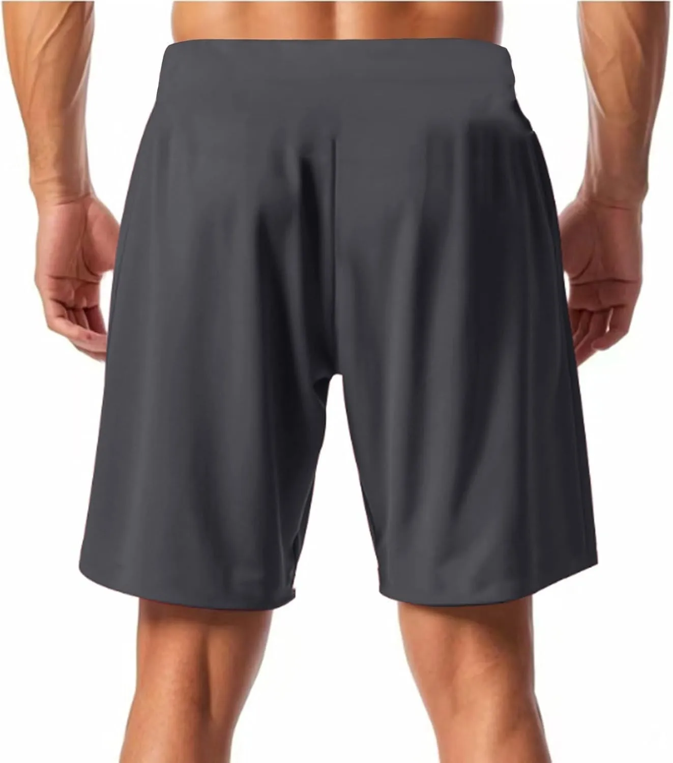 Men's Casual Drawstring Shorts Cotton Linen Loose Fit Breathable Shorts Summer Solid Color Lightweight Sweatpants
