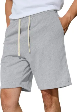 Men's Casual Shorts 7" Cotton Athletic Running Shorts Elastic Waist Drawstring Workout Sweat Shorts