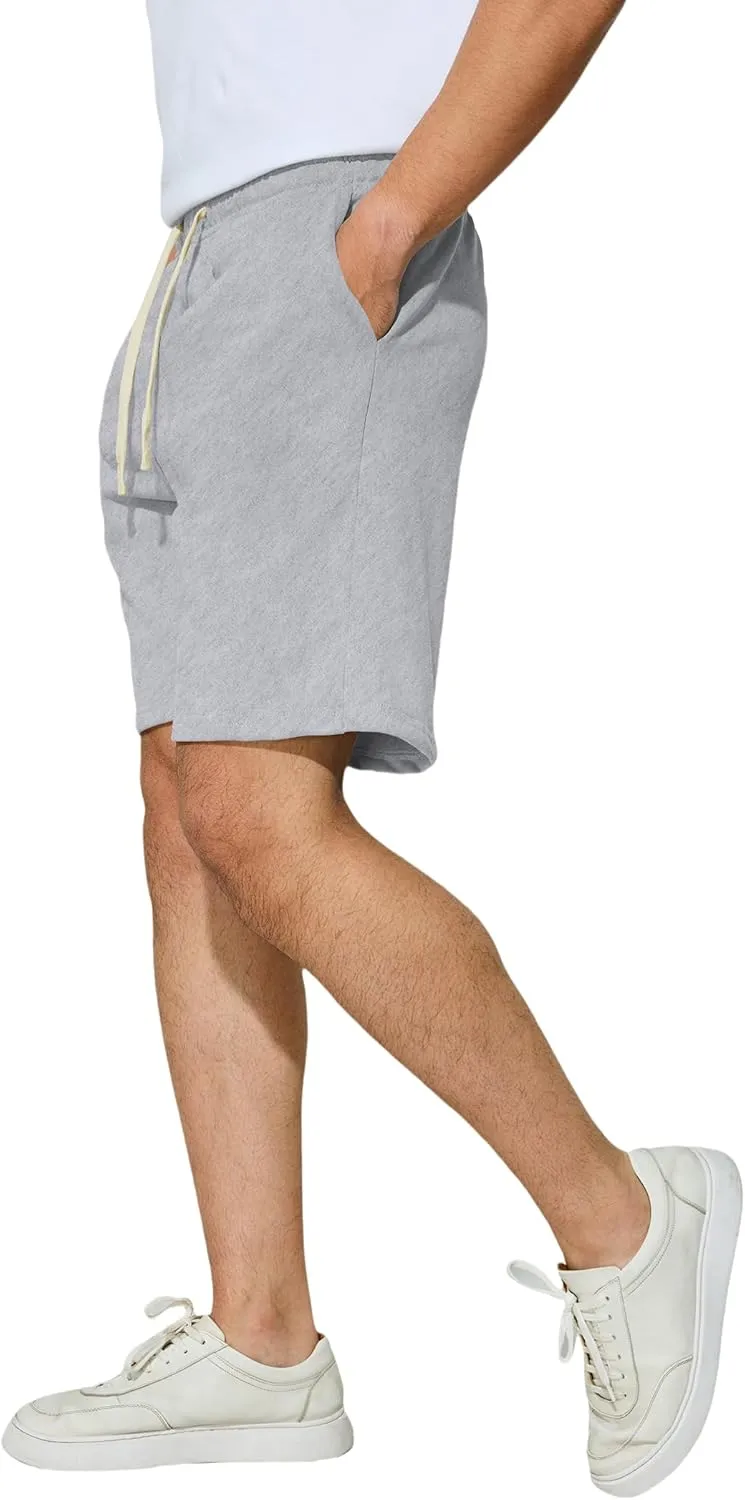 Men's Casual Shorts 7" Cotton Athletic Running Shorts Elastic Waist Drawstring Workout Sweat Shorts