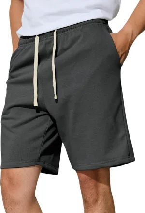 Men's Casual Shorts 7" Cotton Athletic Running Shorts Elastic Waist Drawstring Workout Sweat Shorts