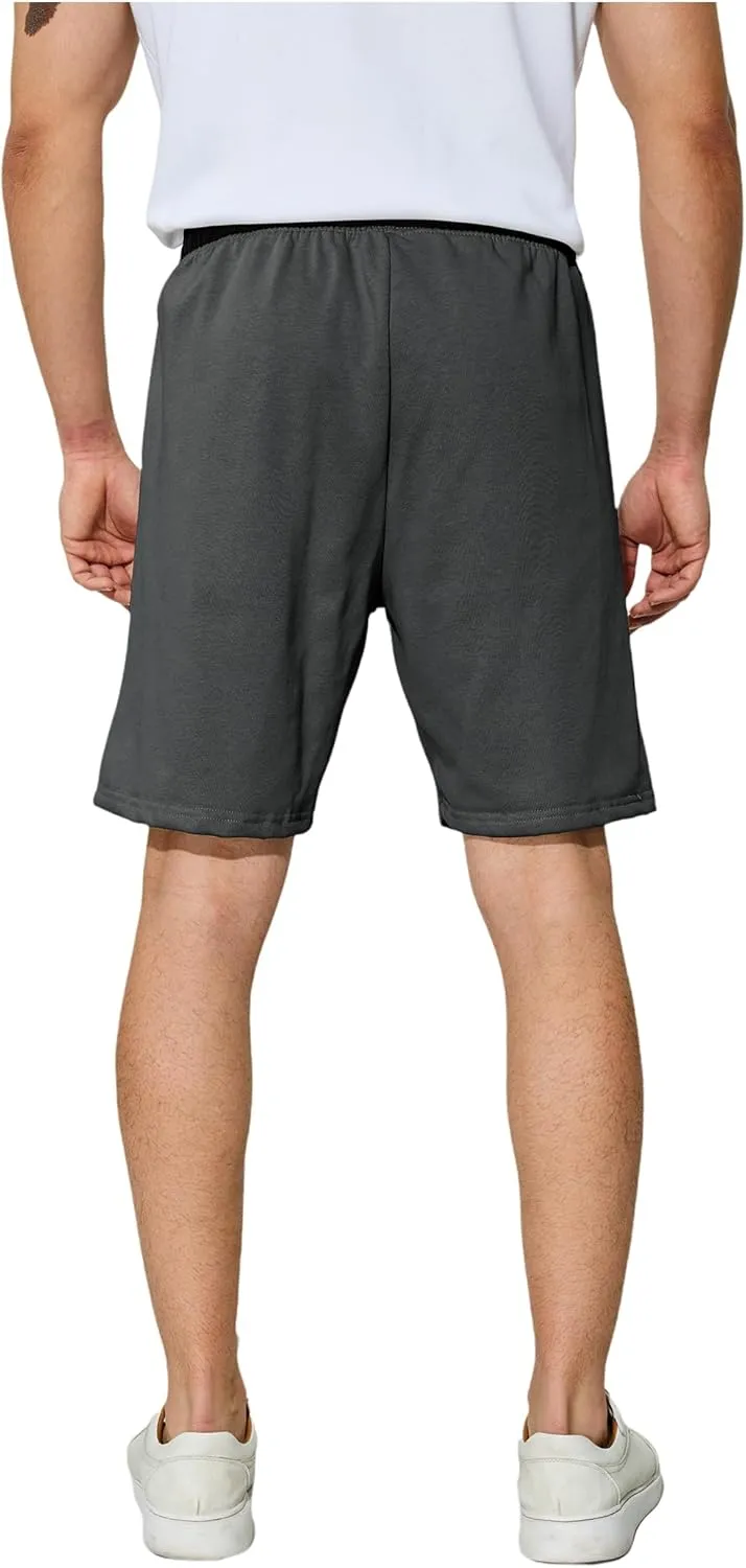 Men's Casual Shorts 7" Cotton Athletic Running Shorts Elastic Waist Drawstring Workout Sweat Shorts