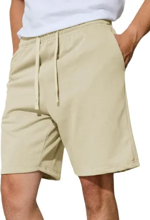 Men's Casual Shorts 7" Cotton Athletic Running Shorts Elastic Waist Drawstring Workout Sweat Shorts