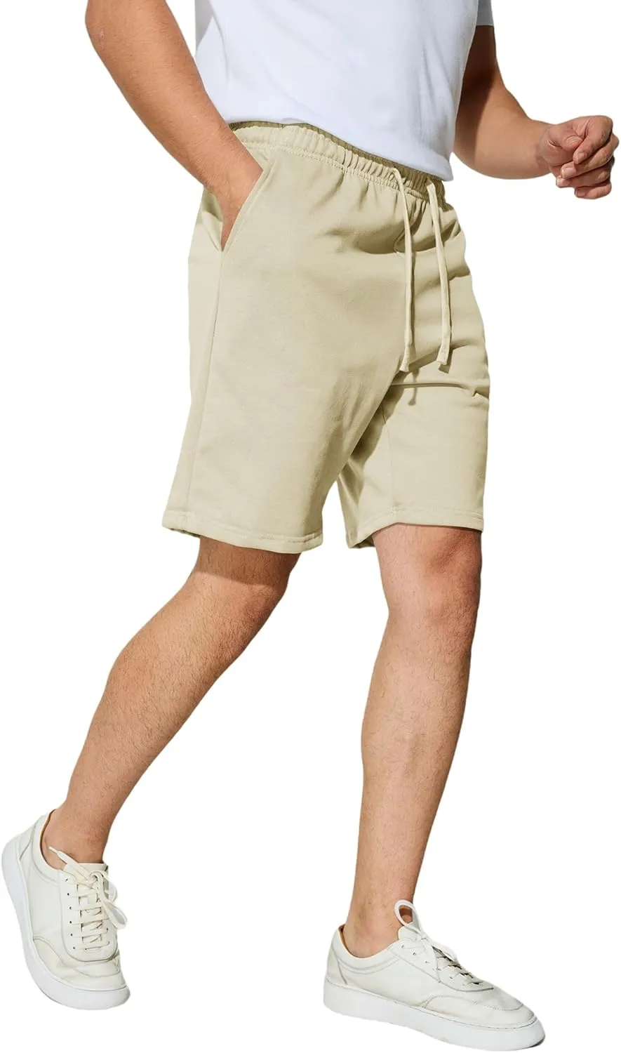 Men's Casual Shorts 7" Cotton Athletic Running Shorts Elastic Waist Drawstring Workout Sweat Shorts