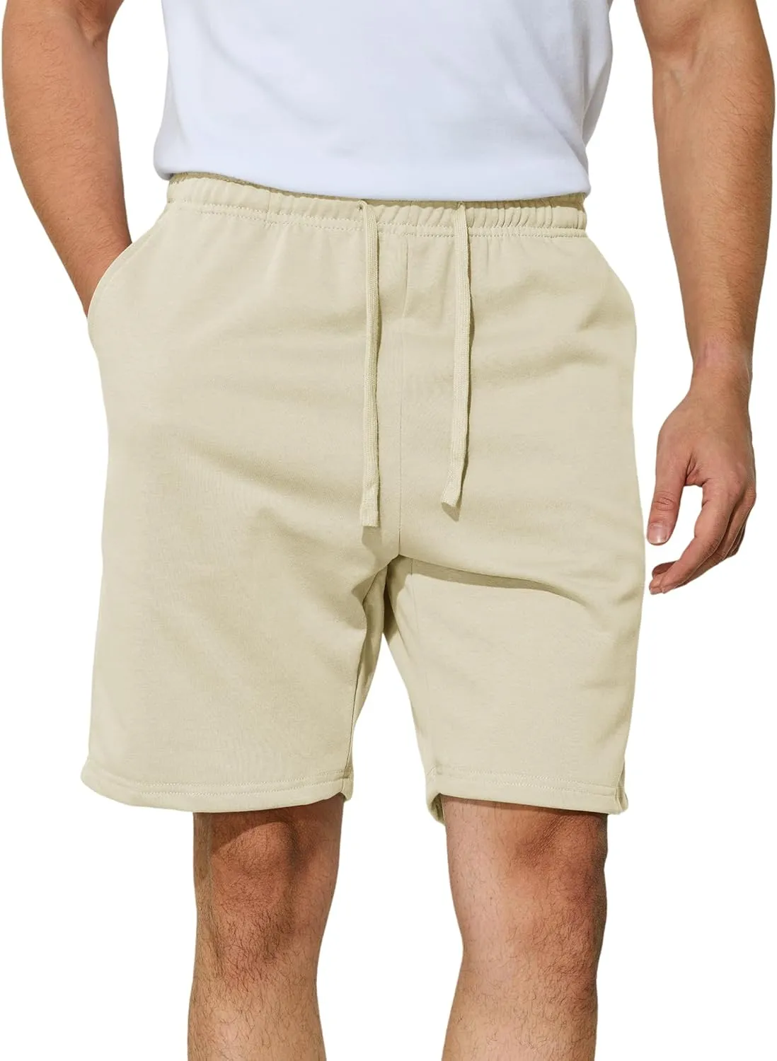Men's Casual Shorts 7" Cotton Athletic Running Shorts Elastic Waist Drawstring Workout Sweat Shorts