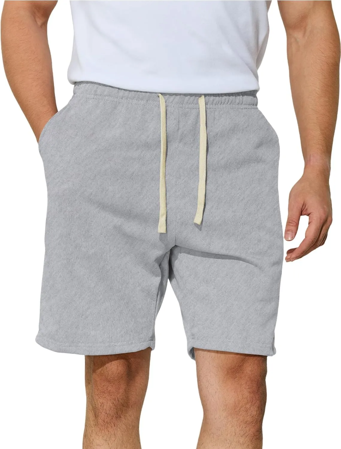Men's Casual Shorts 7" Cotton Athletic Running Shorts Elastic Waist Drawstring Workout Sweat Shorts