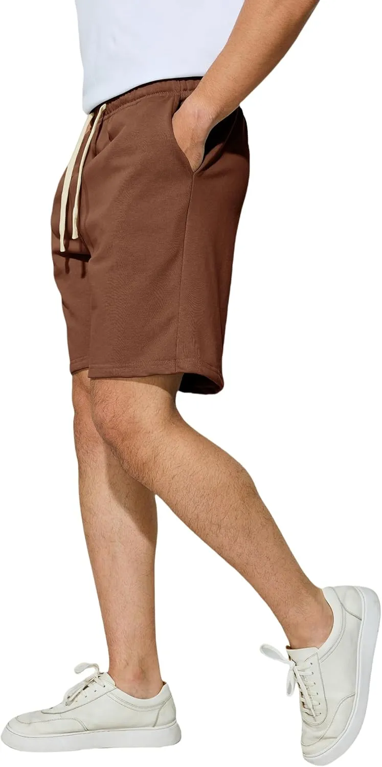 Men's Casual Shorts 7" Cotton Athletic Running Shorts Elastic Waist Drawstring Workout Sweat Shorts