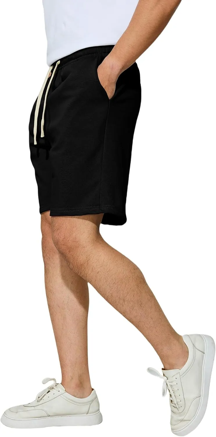 Men's Casual Shorts 7" Cotton Athletic Running Shorts Elastic Waist Drawstring Workout Sweat Shorts