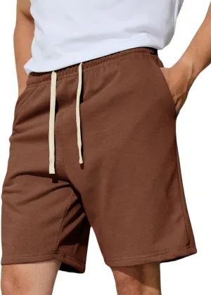 Men's Casual Shorts 7" Cotton Athletic Running Shorts Elastic Waist Drawstring Workout Sweat Shorts