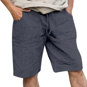 Men's Casual Shorts Elastic Waisted Drawstring Summer Beach Shorts Relaxed Fit Lightweight Breathable Short Pants