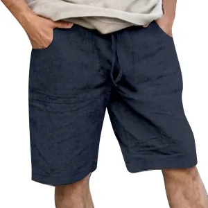 Men's Casual Shorts Elastic Waisted Drawstring Summer Beach Shorts Relaxed Fit Lightweight Breathable Short Pants