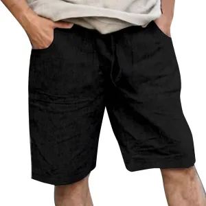 Men's Casual Shorts Elastic Waisted Drawstring Summer Beach Shorts Relaxed Fit Lightweight Breathable Short Pants