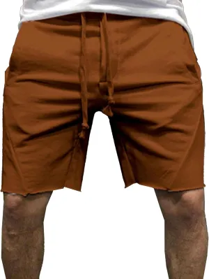 Men's Cotton Jogger Workout Lounge Shorts Summer Drawstring Athletic Gym Shorts with Pockets Loose Running Shorts