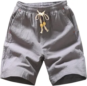 Men's Cotton Linen Shorts Mexico Vacation Drawstring Lounge Fishing Bermuda Shorts Board Walking Summer Beach Outfits