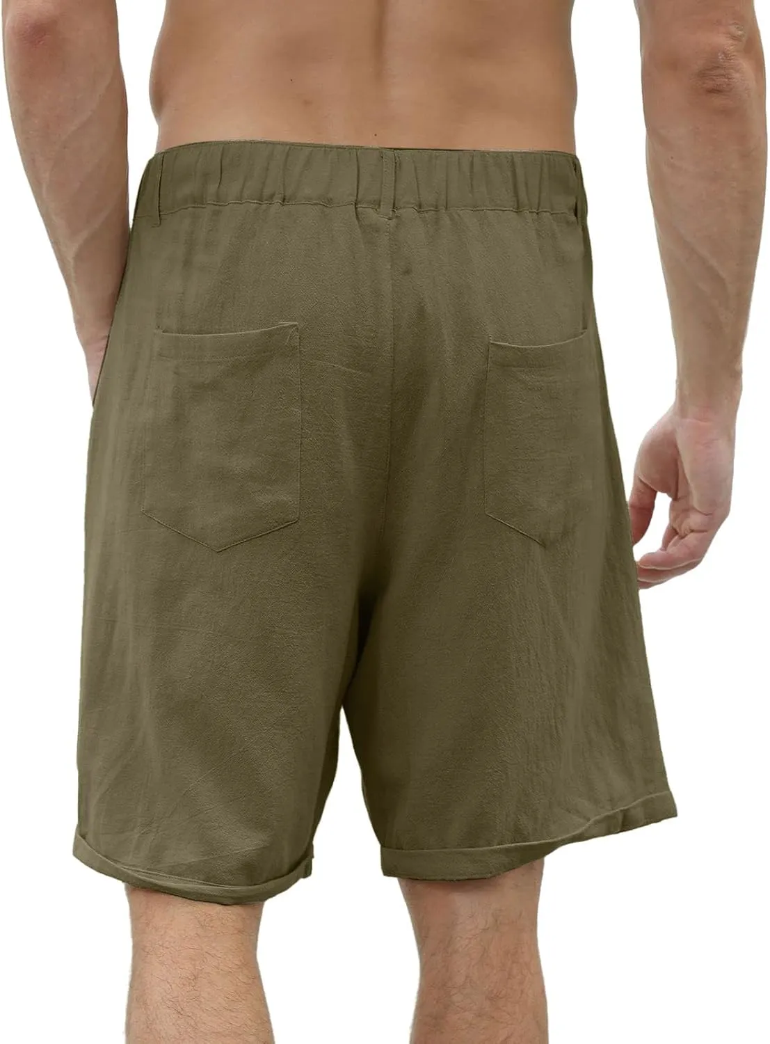 Mens Cotton Linen Shorts Summer Beach Lightweight Elastic Waist Short Pants Casual Loose Fit Lounge Athletic Shorts