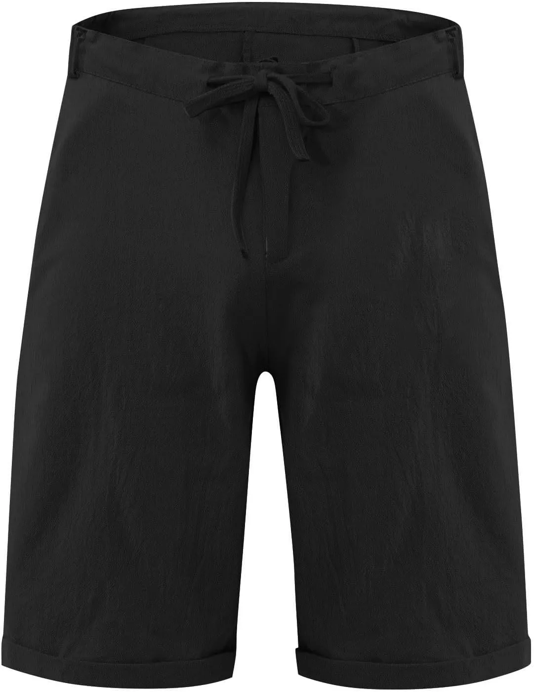 Mens Cotton Linen Shorts Summer Lightweight Casual Beach Shorts Drawstring Breathable Vacation Lounge Shorts
