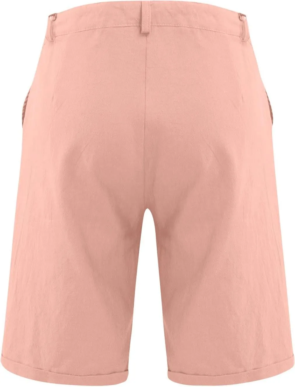 Mens Cotton Linen Shorts Summer Lightweight Casual Beach Shorts Drawstring Breathable Vacation Lounge Shorts