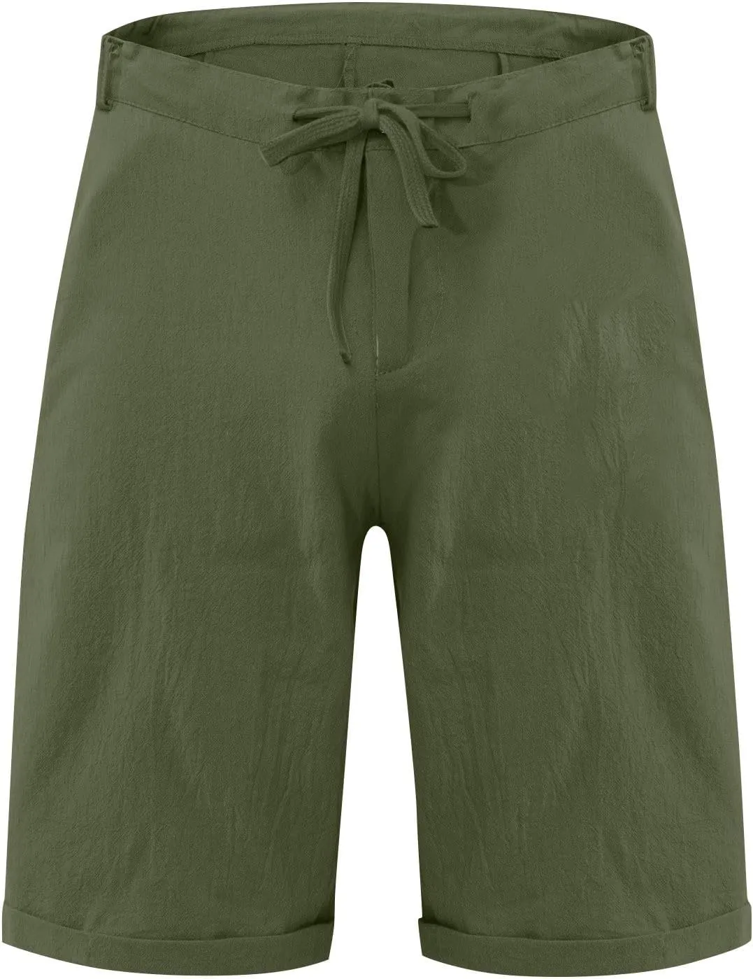 Mens Cotton Linen Shorts Summer Lightweight Casual Beach Shorts Drawstring Breathable Vacation Lounge Shorts