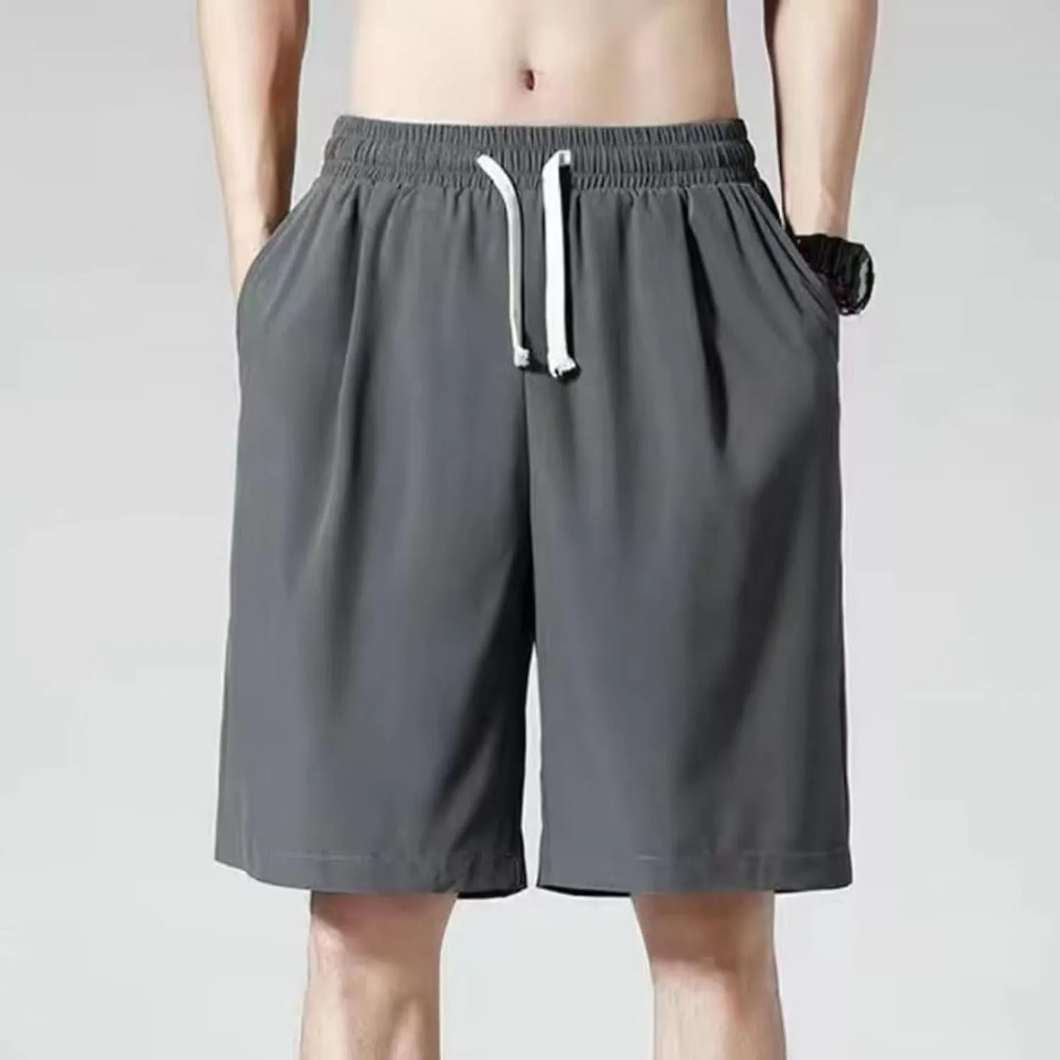 Men's Cotton Shorts Loose Fit Casual Elastic Waist Drawstring Lightweight Workout Lounge Beach Jersey Sweat Shorts