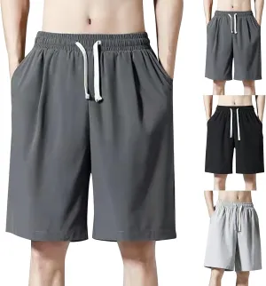 Men's Cotton Shorts Loose Fit Casual Elastic Waist Drawstring Lightweight Workout Lounge Beach Jersey Sweat Shorts