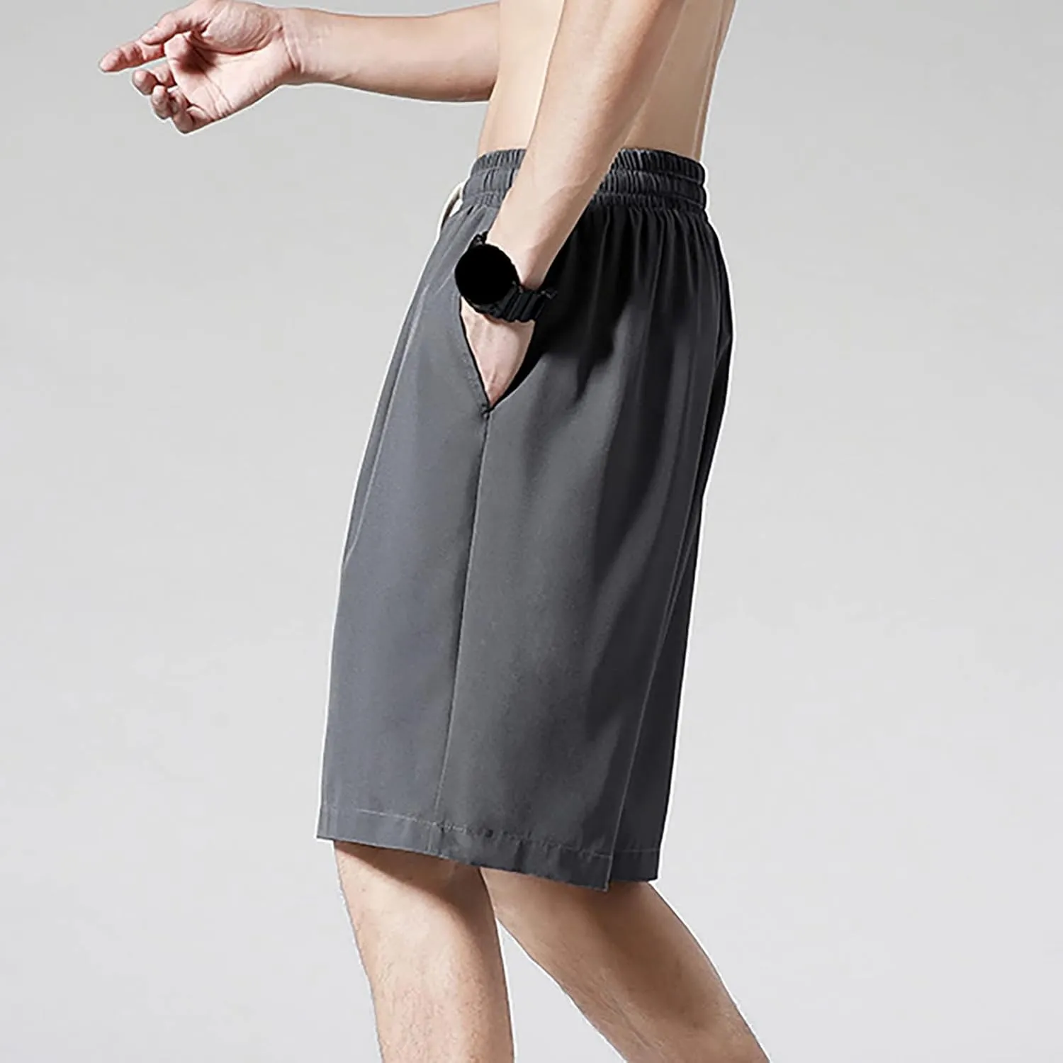 Men's Cotton Shorts Loose Fit Casual Elastic Waist Drawstring Lightweight Workout Lounge Beach Jersey Sweat Shorts