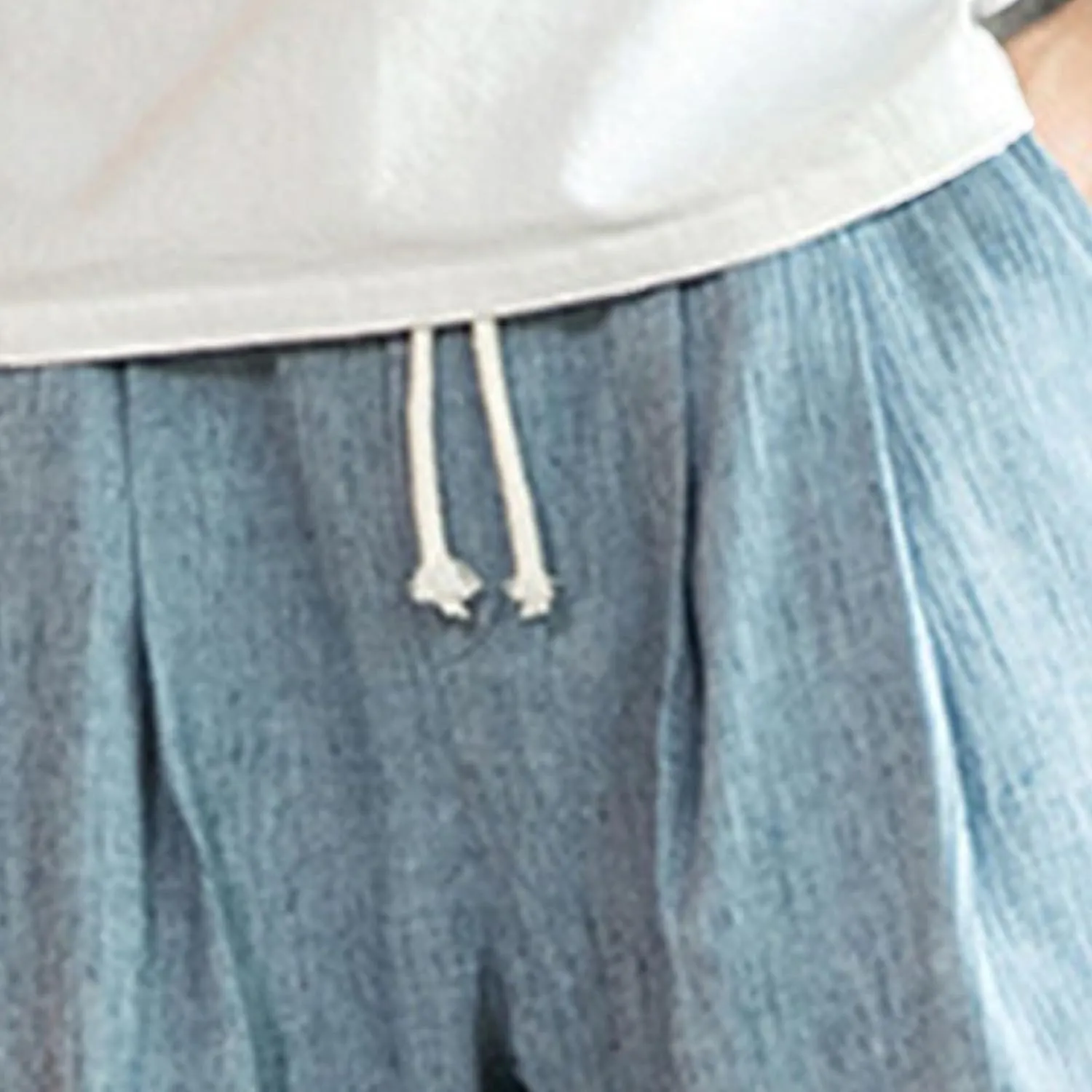 Men's Drawstring Cotton Linen Casual Thin Shorts Classic Fit Trend Lounge Shorts Solid Stretch Summer Beach Shorts