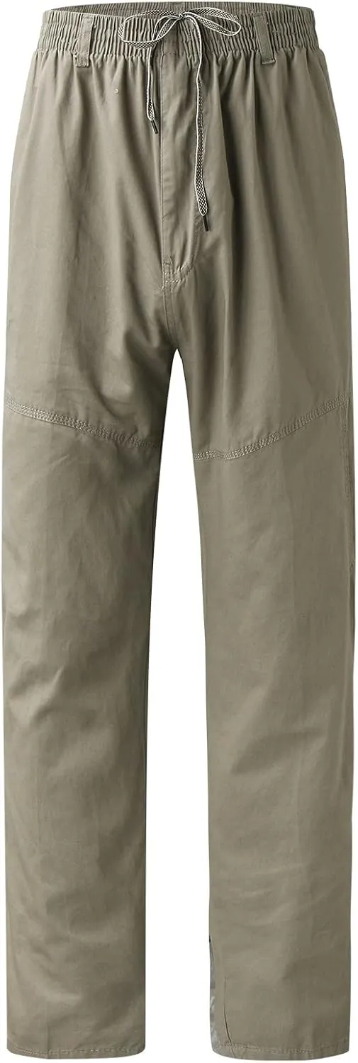 Mens Fashion Casual Loose Plus Size Pocket Lace Up Elastic Waist Pants Trousers Men Summer Pants