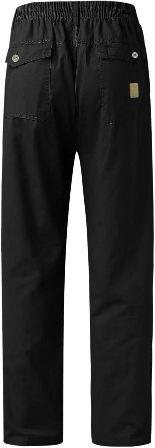 Mens Fashion Casual Loose Plus Size Pocket Lace Up Elastic Waist Pants Trousers Men Summer Pants