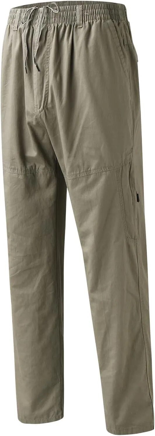 Mens Fashion Casual Loose Plus Size Pocket Lace Up Elastic Waist Pants Trousers Men Summer Pants