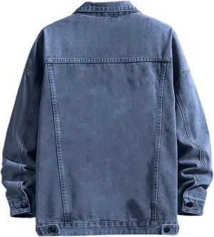 Mens Fashion Denim Jackets Casual Long Sleeve Fall Jackets Classic Tops Button Down Trucker Jacket Oversized Jean Coats