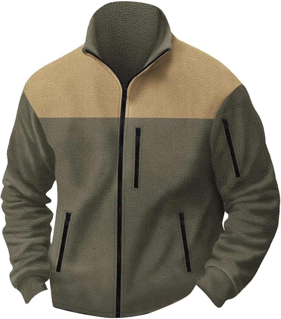 Men's Fleece Jackets Full Zip Lightweight Outdoor Hiking Jackets with Pockets Winter Casual Long Sleeve Warm Outwear
