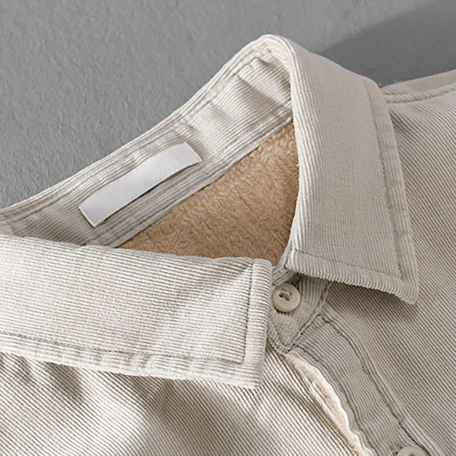 Mens Fleece Lined Corduroy Shirt Long Sleeve Button Down Sweatshirt Plus Size Textured Pullover Winter Thermal Jacket