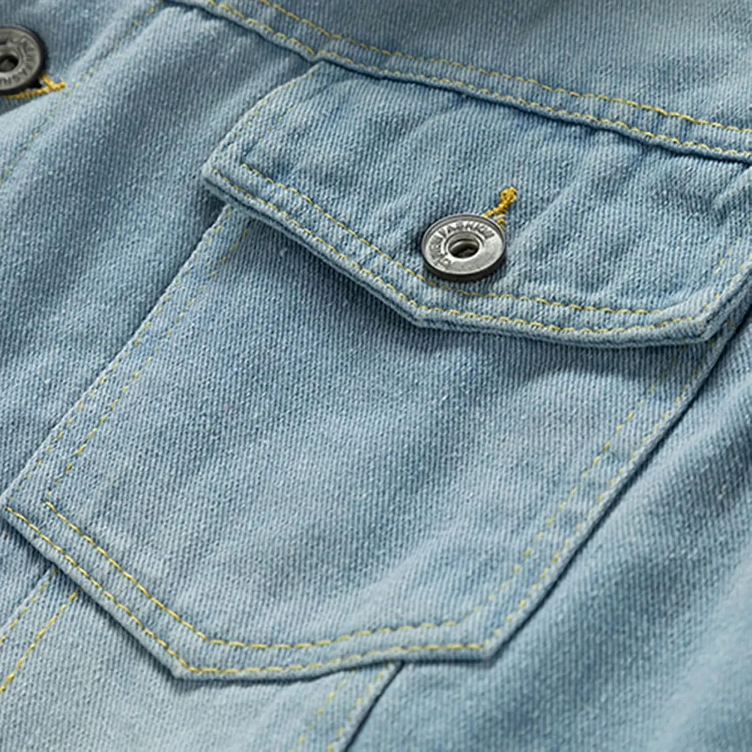 Mens Fleece Lined Denim Jacket Fur Collar Trucker Jacket Vintage Cargo Jacket Button Down Winter Coats Warm Outwear